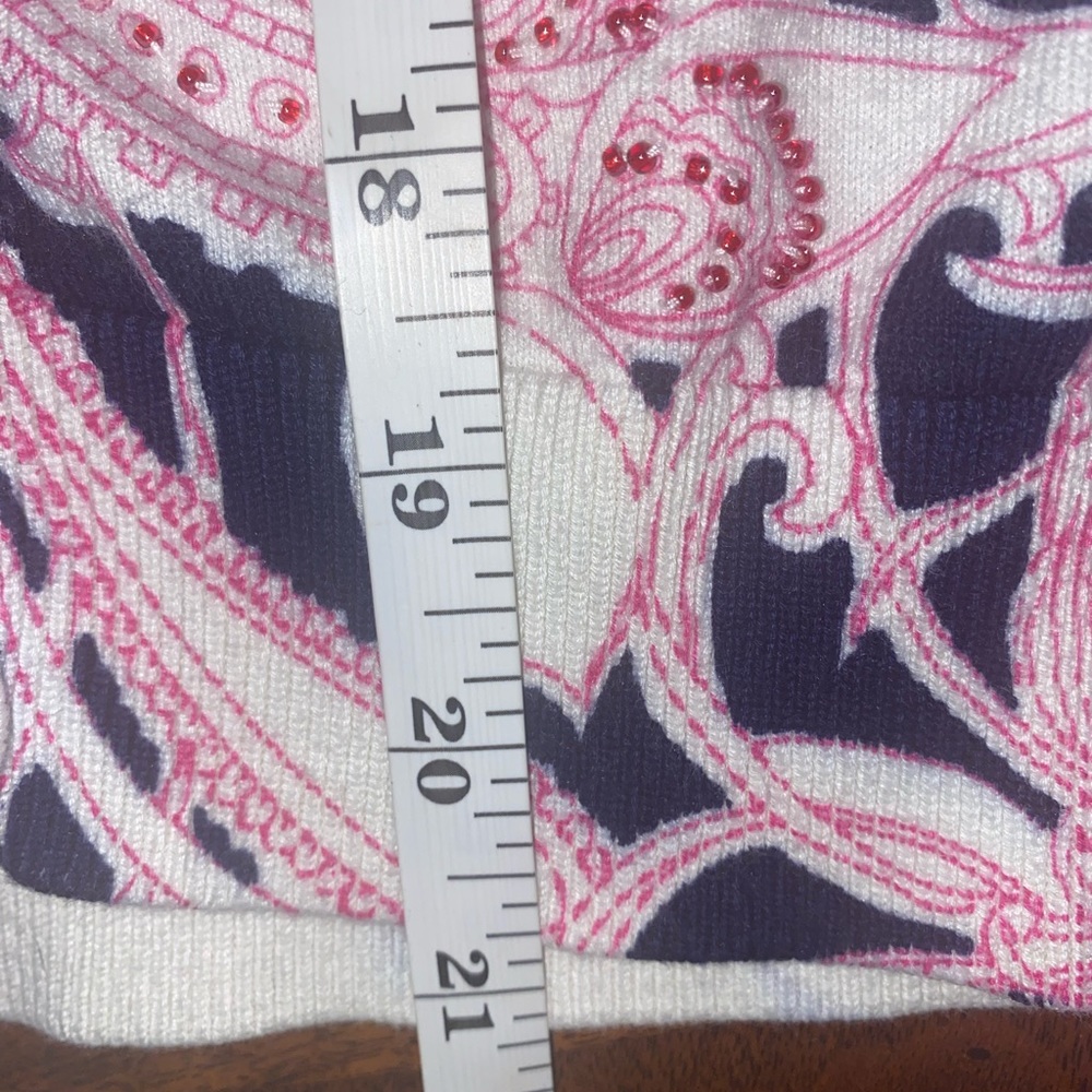 🌸 Talbots Floral Beaded Button-Front Cardigan | Pink Blue White | XS 🌸 - Picture 10 of 10